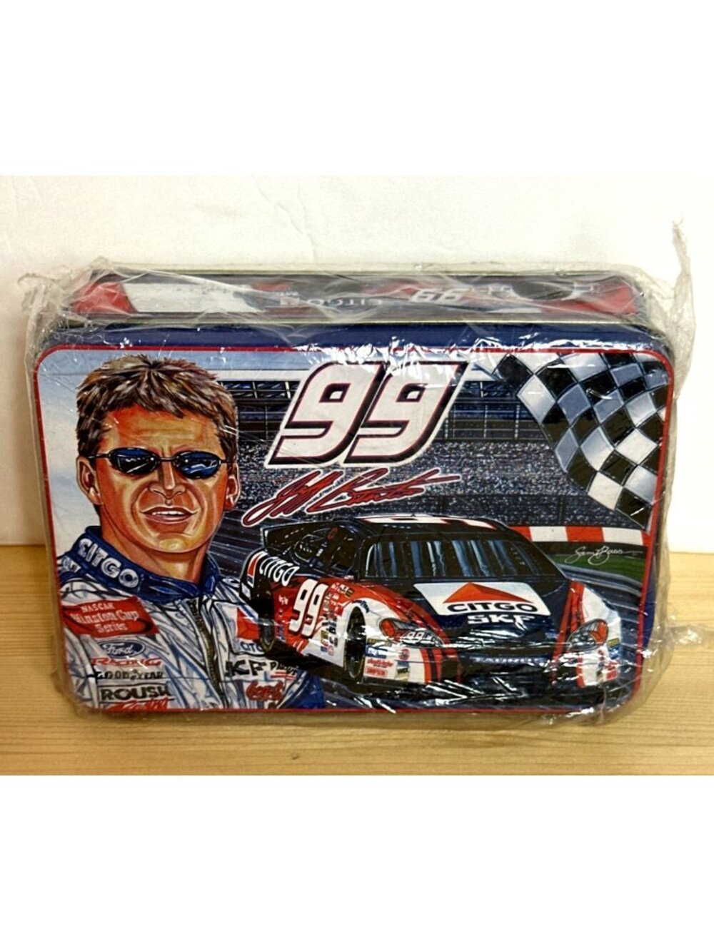 Jeff Burton NASCAR 99 Collectors Tin Storage Box Vintage Sealed